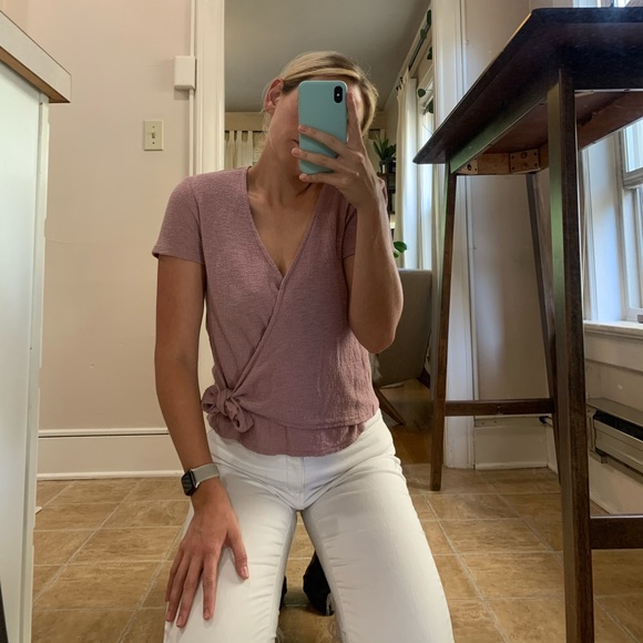 Madewell Tops - Madewell Front Tie Mauve Shirt